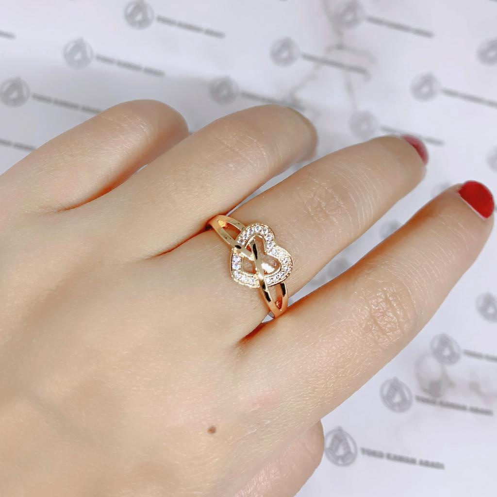 Cincin Xuping Fashion Wanita Motif Permata Ring Love Perhiasan Wanita *07