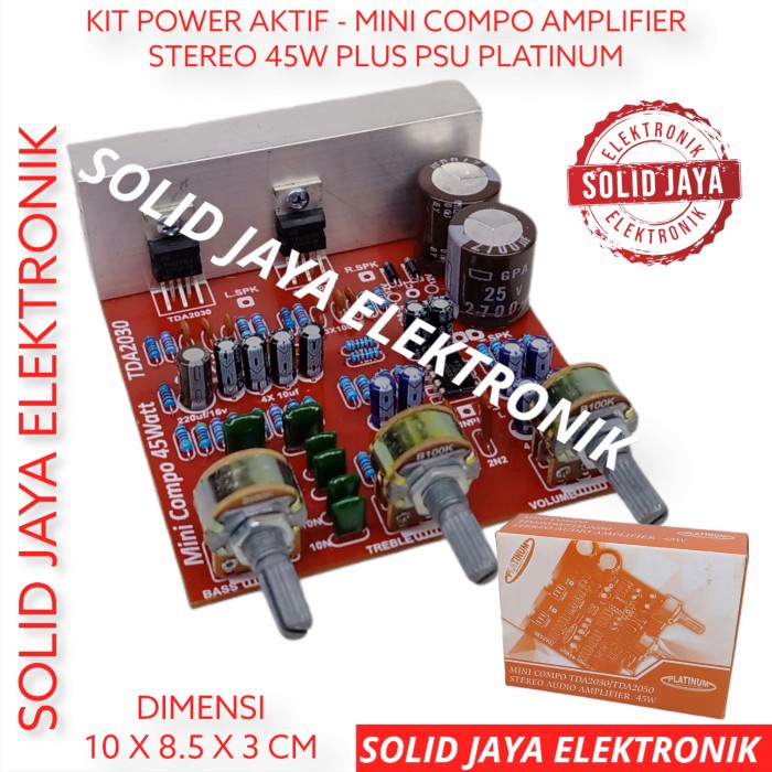 KIT POWER AKTIF COMPO MINI AMPLIFIER STEREO 45W TDA2030 PSU PLATINUM