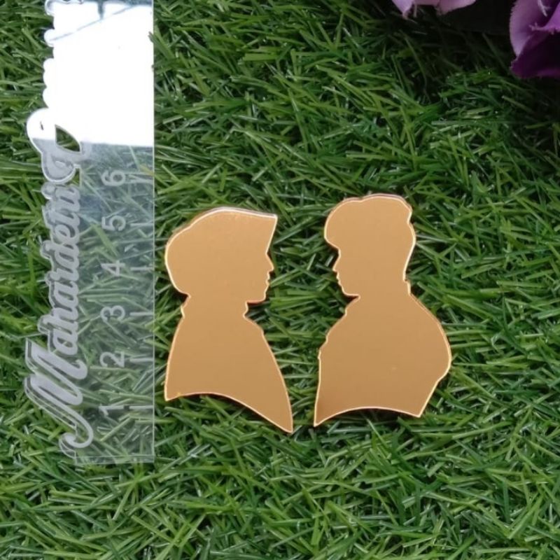 Siluet POLISI dan TNI Couple bahan Akrilik GOLD (sepasang) Laser cutting Bahan Isi Hiasan Dekorasi M