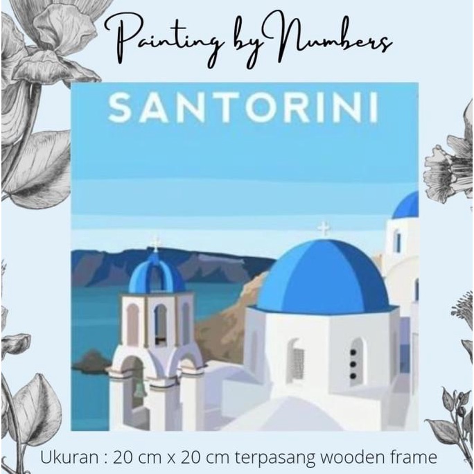 

DIY painting by number 20x20cm kerajinan tangan - SANTORINI