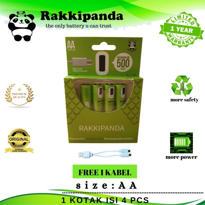 BATTERY RECHARGEABLE/BATERAI CAS AA RAKKIPANDA ISI 4PCS