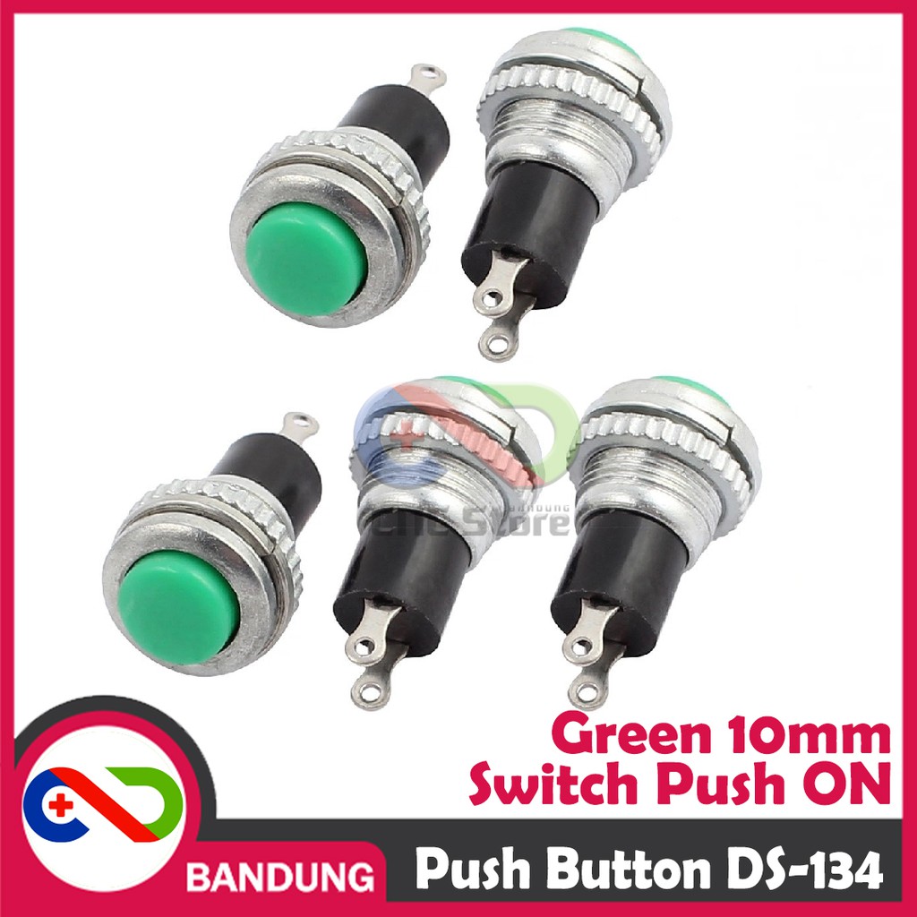 PUSH BUTTON DS-134 10MM RESET SWITCH GREEN HIJAU