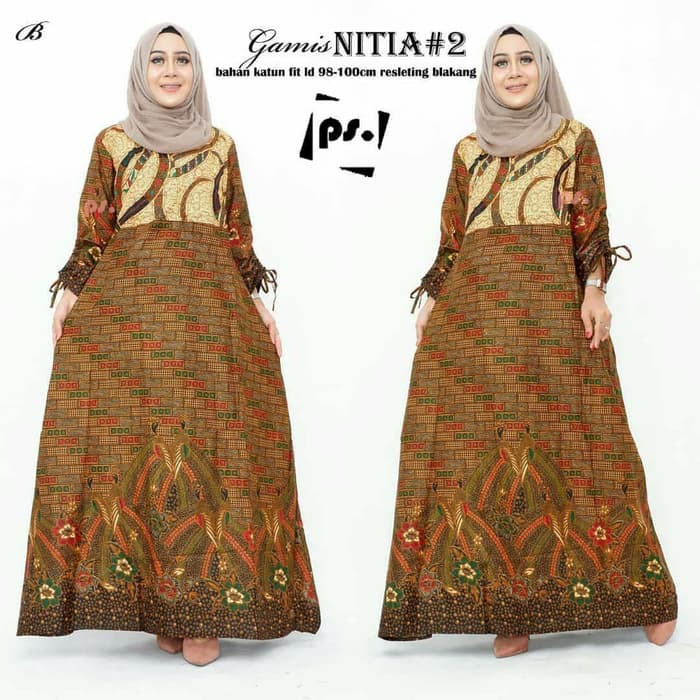 35+ Trend Terbaru Gamis Batik Lengan Serut