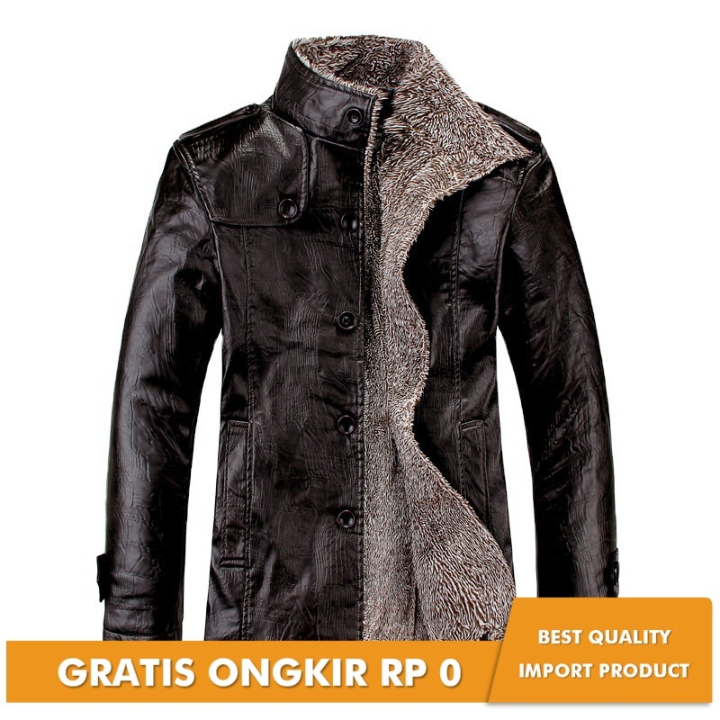 Jaket Kulit Pria Large leather men's coat autumn winter Polo fur jacket dad leather jacket 7xl8xl
