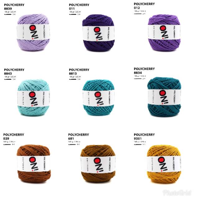 Benang rajut polycherry katalog kode warna ketiga (9 kode warna)