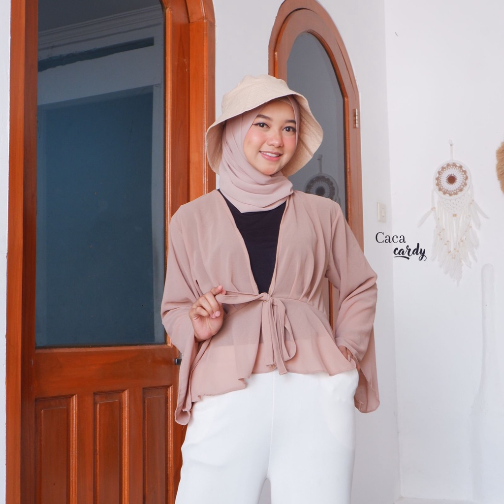 Caca Cardy Outerwear Wanita/ BLOUSE CERUTY KOREAN STYLE DERA BLOUSE POLOS PREMIUM SERUT KARET TALI HITS SELEBGRAM FASHION WANIT