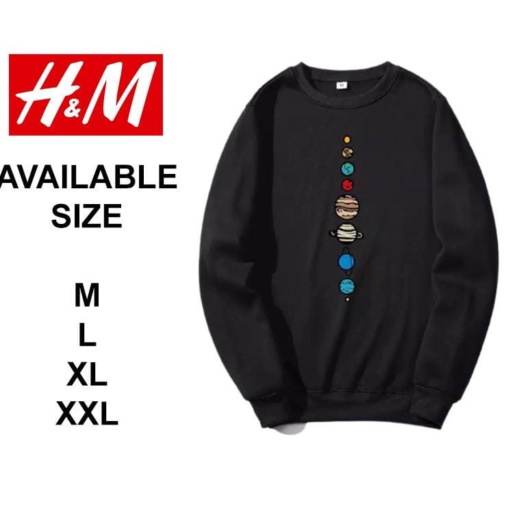 Sweater Crewneck Nasa h&amp;m Premium Quality Unisex Bahan Fleece Tebal Full Label Terlaris