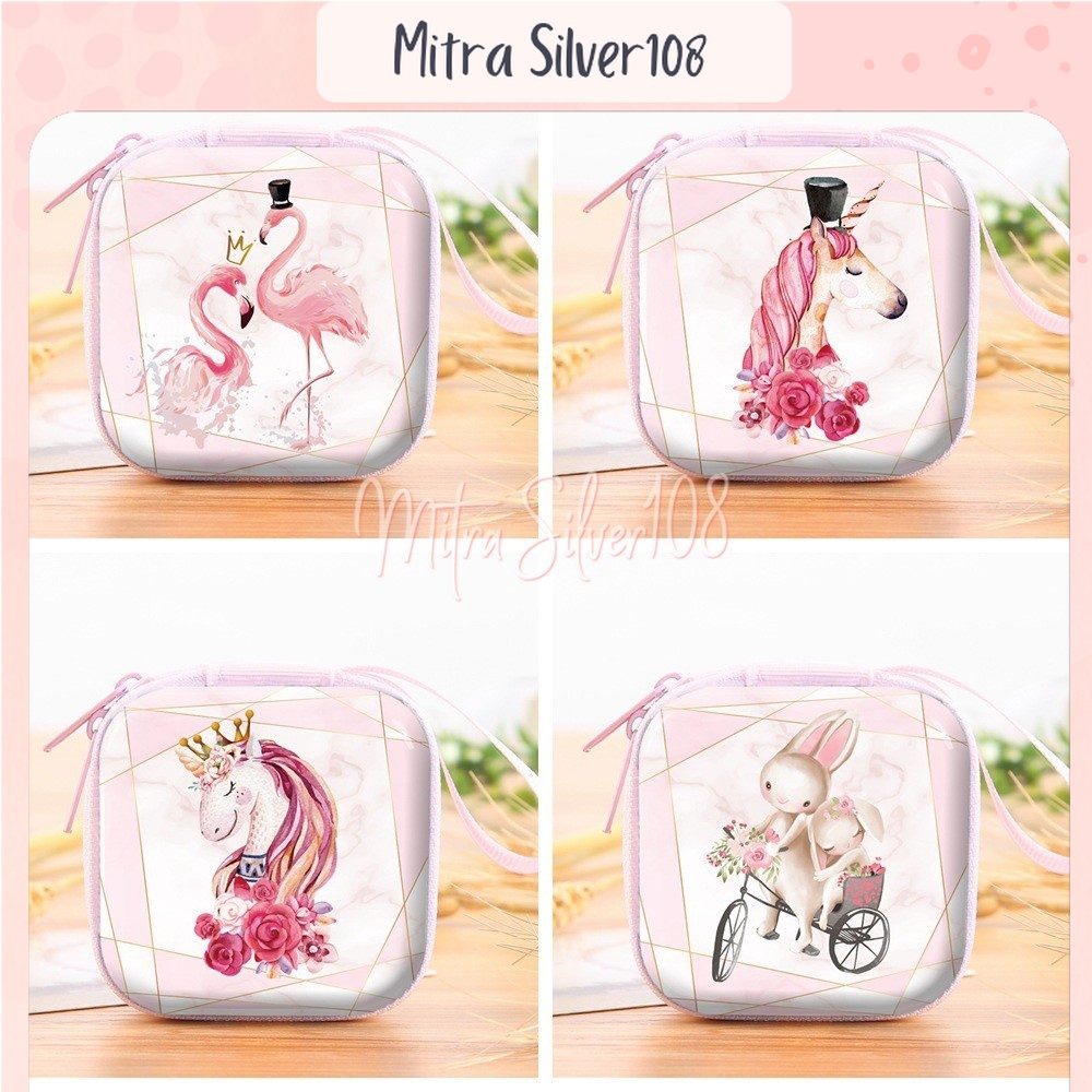 [MS108] DPU 03 - Dompet Koin Motif Karakter Lucu | Tempat Headset/Handsfree | Mini Coin Bag | Tempat Headset Model Segi