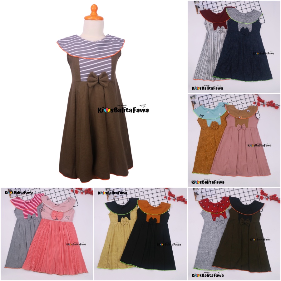 (IMPORT) Dress Knit Baby - 7 Tahun / Dres Anak Perempuan Kerah Bulat Baju Anak Perempuan Gaun Daily Polos Balita Bayi