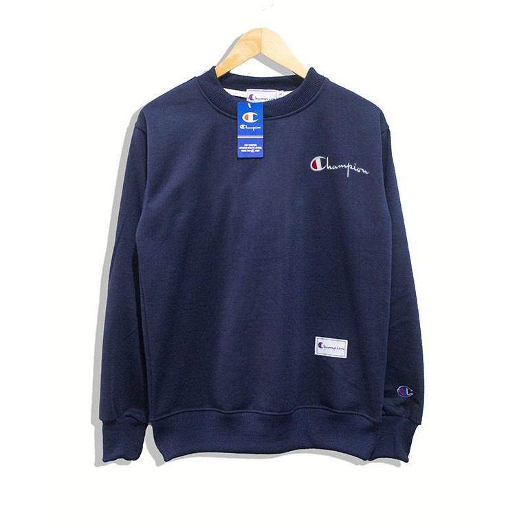 Crewneck Sweater Champion Premium-navy tulisan kecil