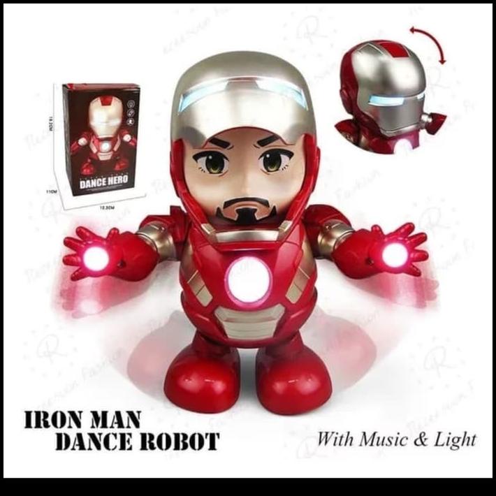Mainan Dance Avenger Iron Man Robot Iron Man Joget Nyala