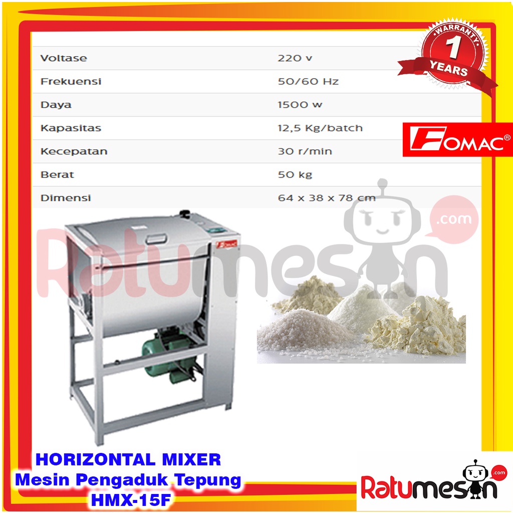 Jual Horizontal Mixer Mesin Pengaduk Tepung Horizontal Hmx F Fomac