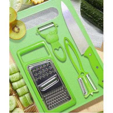 [TERMURAH] Set Talenan Dapur Lengkap Dengan Pisau Dan Peeler 5in1