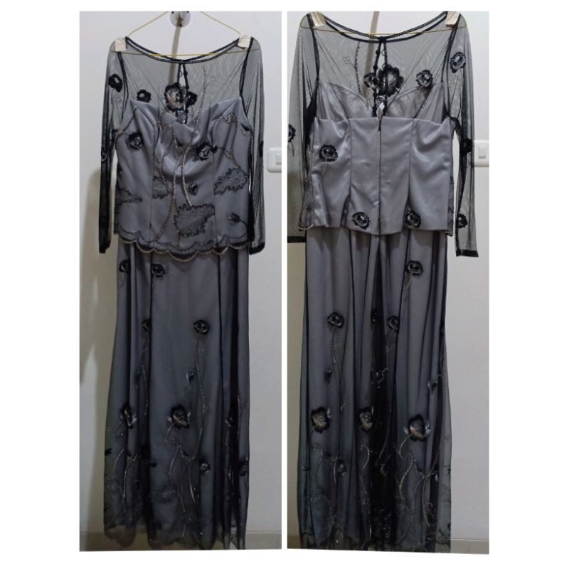 Baju pesta dress pesta wanita silver