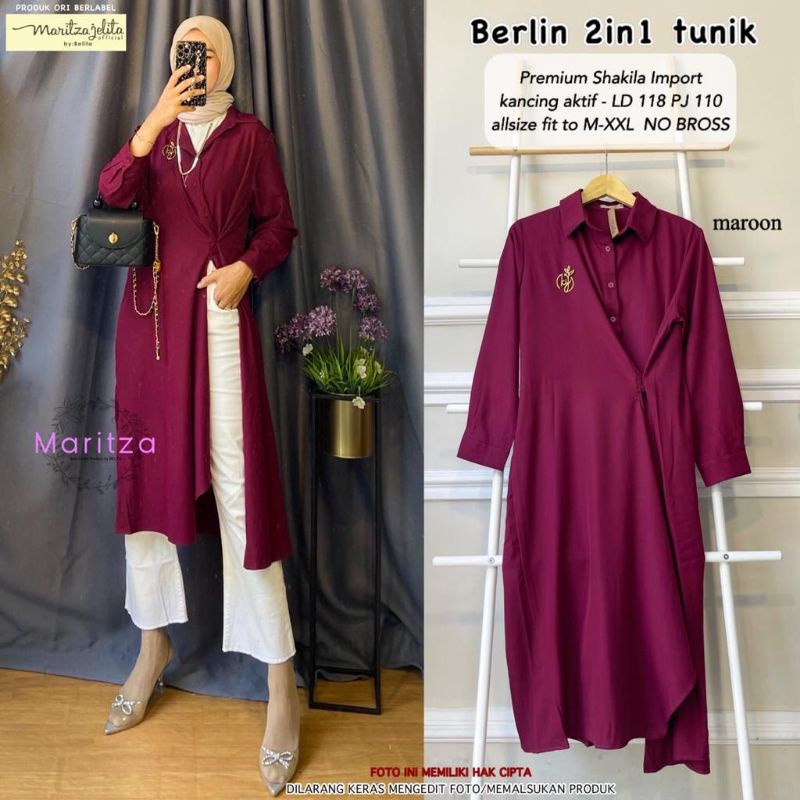 Fashion Muslim.  fashion wanita.  Atasan Wanita.  tunik wanita. Berlin 2 in 1 Tunik