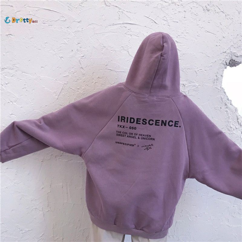 (S - 6XL) Hoodie Korean Style SIMPLE STYLE IRIDESCENCE Big Size OVERSIZE Pria Wanita Long Sleeve Lilac Ungu Muda BEIGE KREM Khaki Jumbo M L XL XXL 3XL 4XL 5XL