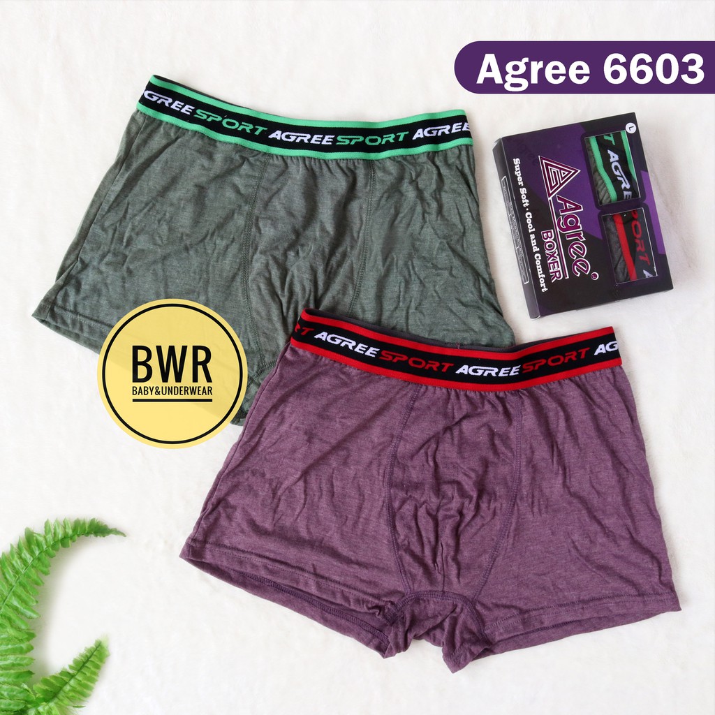 [ 2pc ] CD Boxer Pria Agree 6603 / Celana Dalam Pria Dewasa Karet Tebal | Bwr