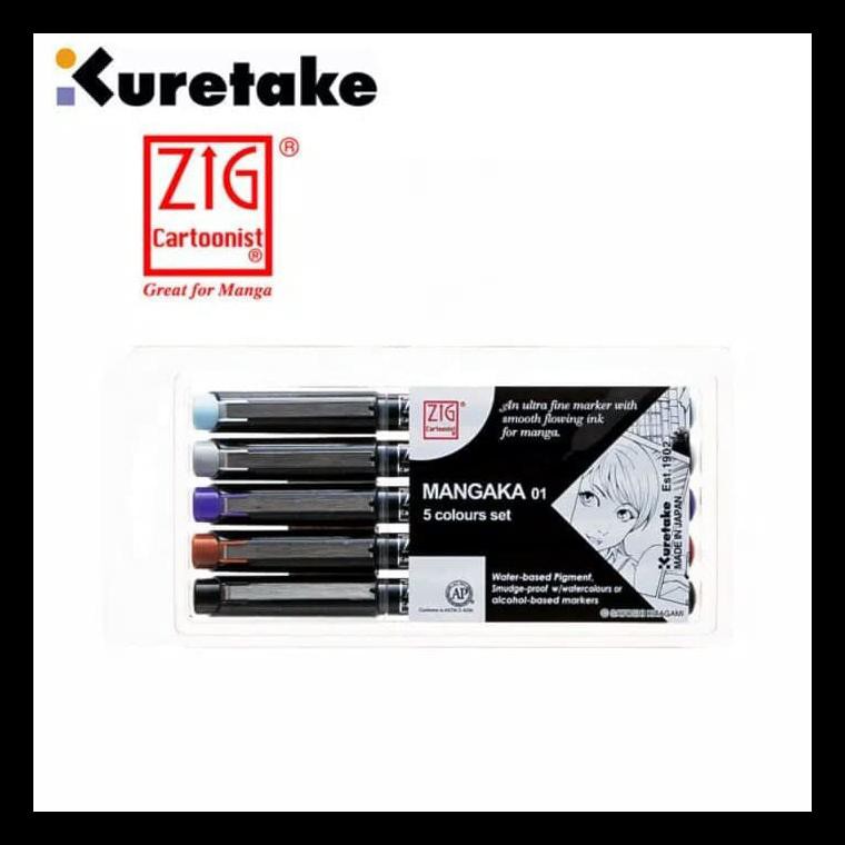 

NEW KURETAKE ZIG CARTOONIST MANGAKA 01 PENS SET OF 5 PAKET ALAT TULIS MURAH TERLENGKAP