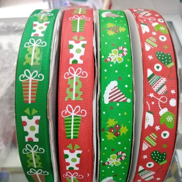 Pita grosgrain natal / christmas ribbon 2cm meteran