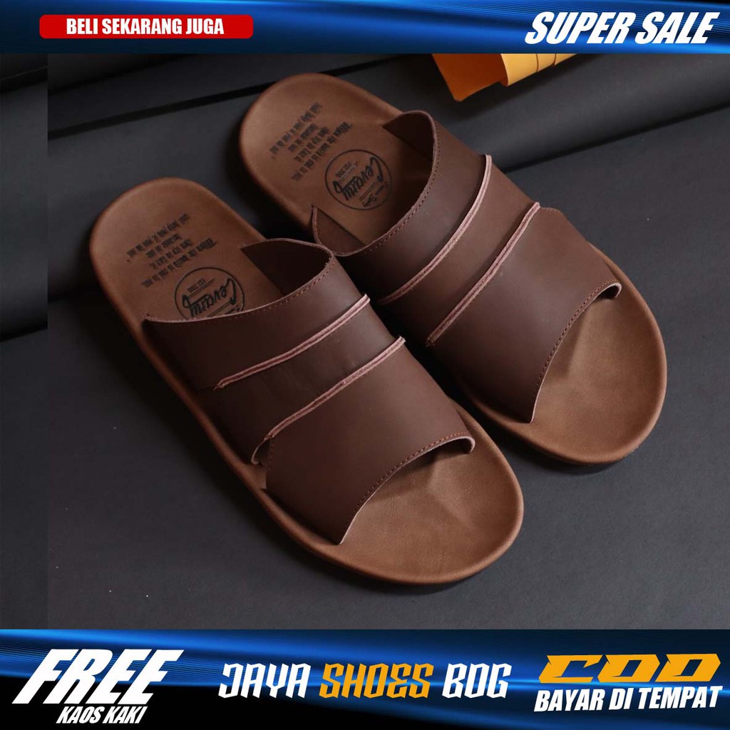 MIAT|SANDAL KULIT PRIA CEVANY BLACK BROWN TAN KULIT SAPI ASLI ORIGINAL HANDMADE BANDUNG KASUAL SANTAI 08