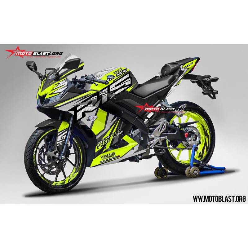 Decal Stiker Full Body Yamaha R15 V3 Black Splash Yellow - Premium Quality by Motoblast