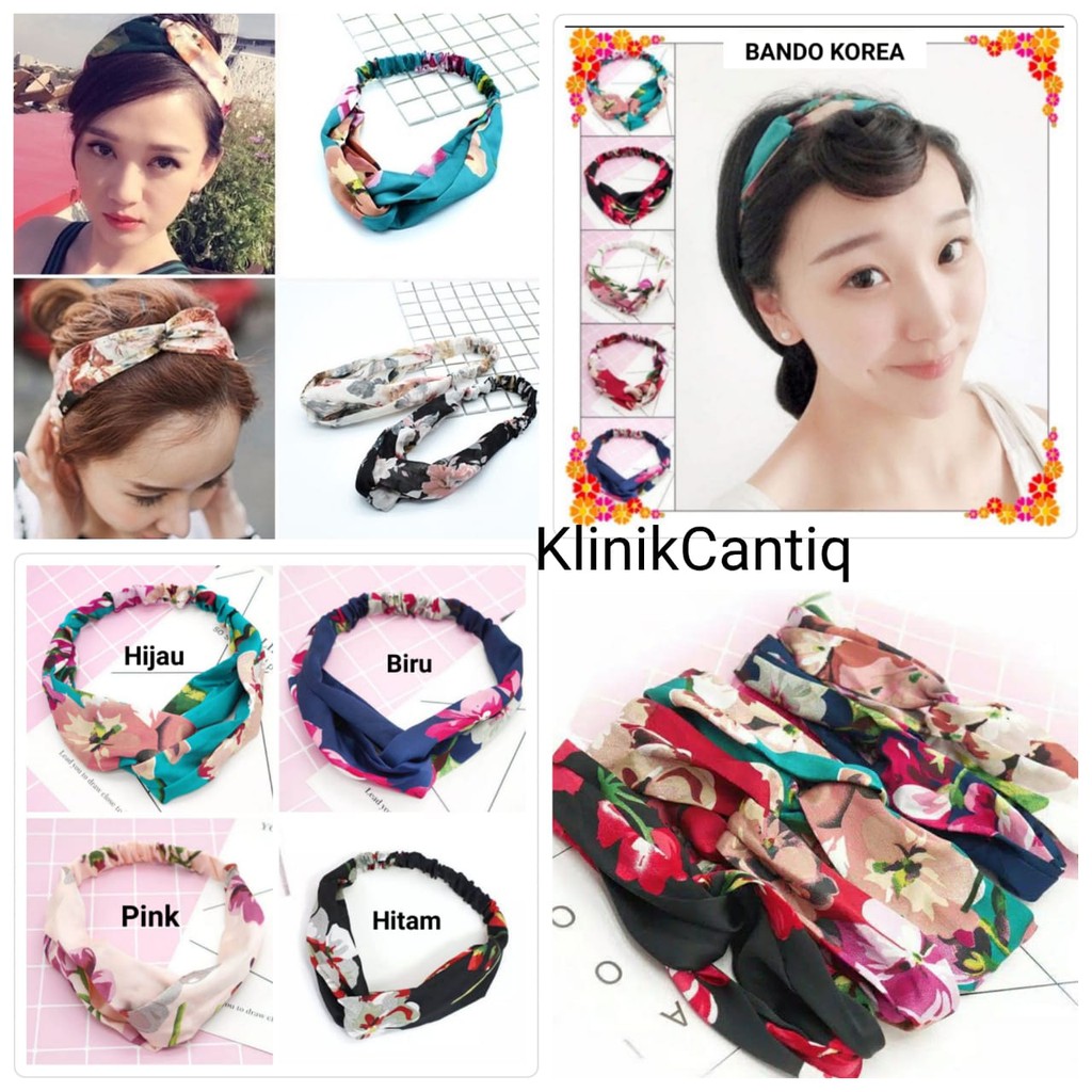 Bando Rambut Headband Bandana Kain Korea Simpul Bunga