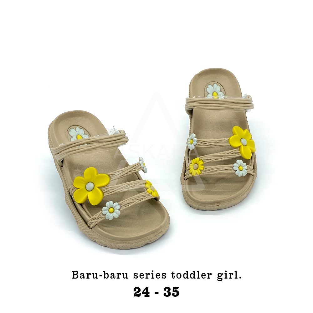 Askara Sandal Anak perempuan bandua tali belakang motif salur bunga