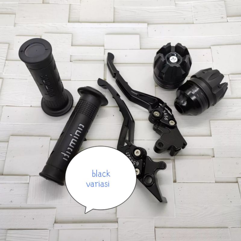 (PAKET)HANDEL REM PLUS JALU AS RODA PLUS HANDGRIP DOMINO WARNA GOLD HITAM MOTOR VARIO 110 KARBU BEAT