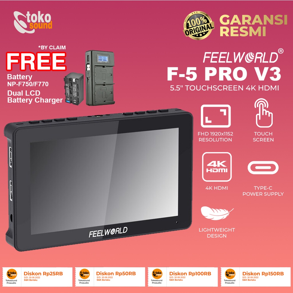 Feelworld F5 Pro V3 5.5 Inch Touchscreen Monitor LUT