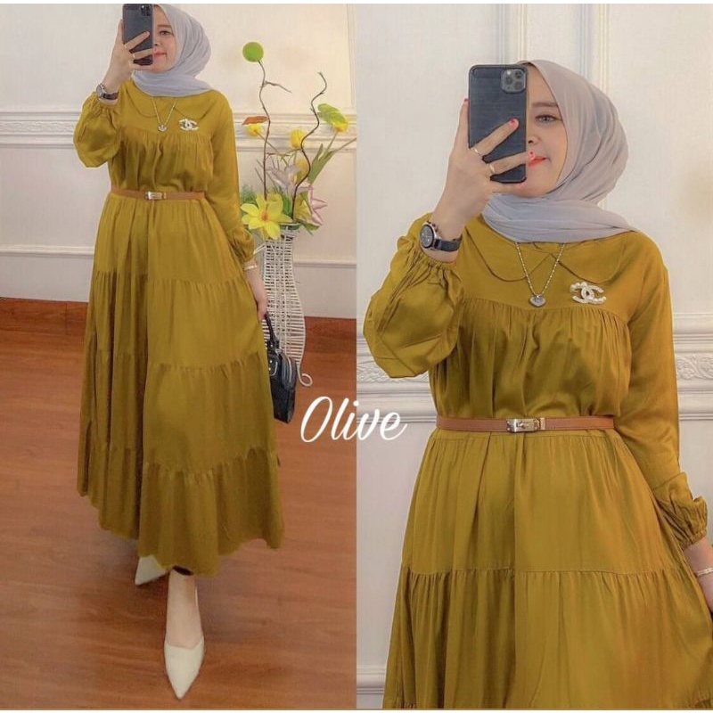 COUPLE MIDI DRESS KOKO FF ,MARSYA MIDI DRESS GAMIS SUSUN