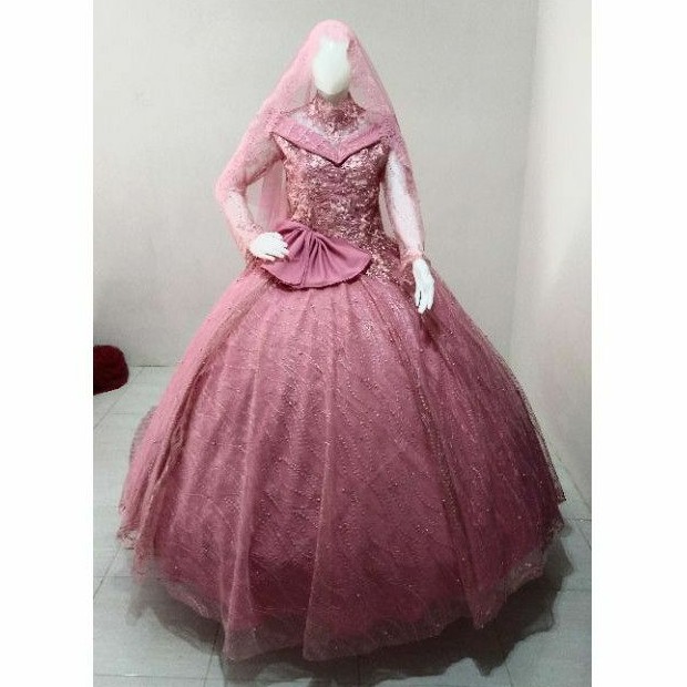 gaun pengantin dasty pink