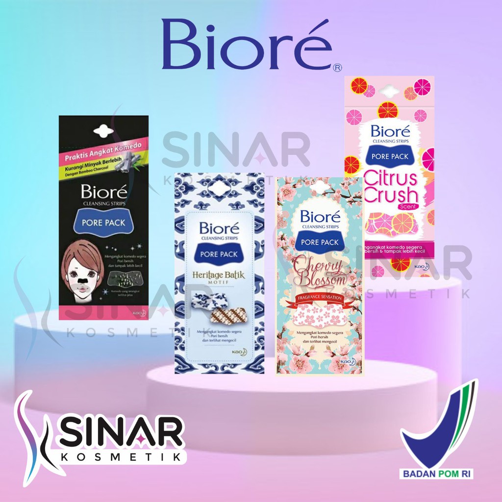 ✦SINAR✦ Biore Pore Pack / Pengangkat Komedo | Cherry Blossom - Black - Citrus Crush - Batik