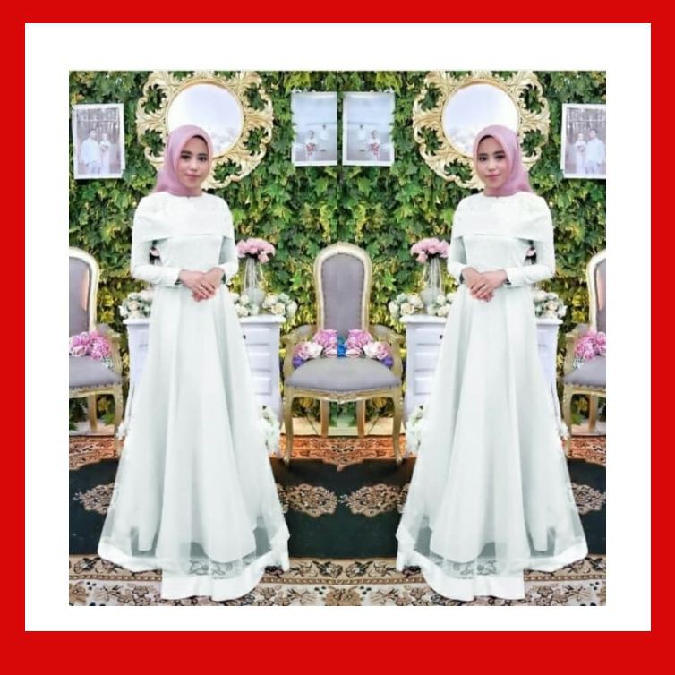 Maxi Maxi Dress Brukat Tile White Terbaru