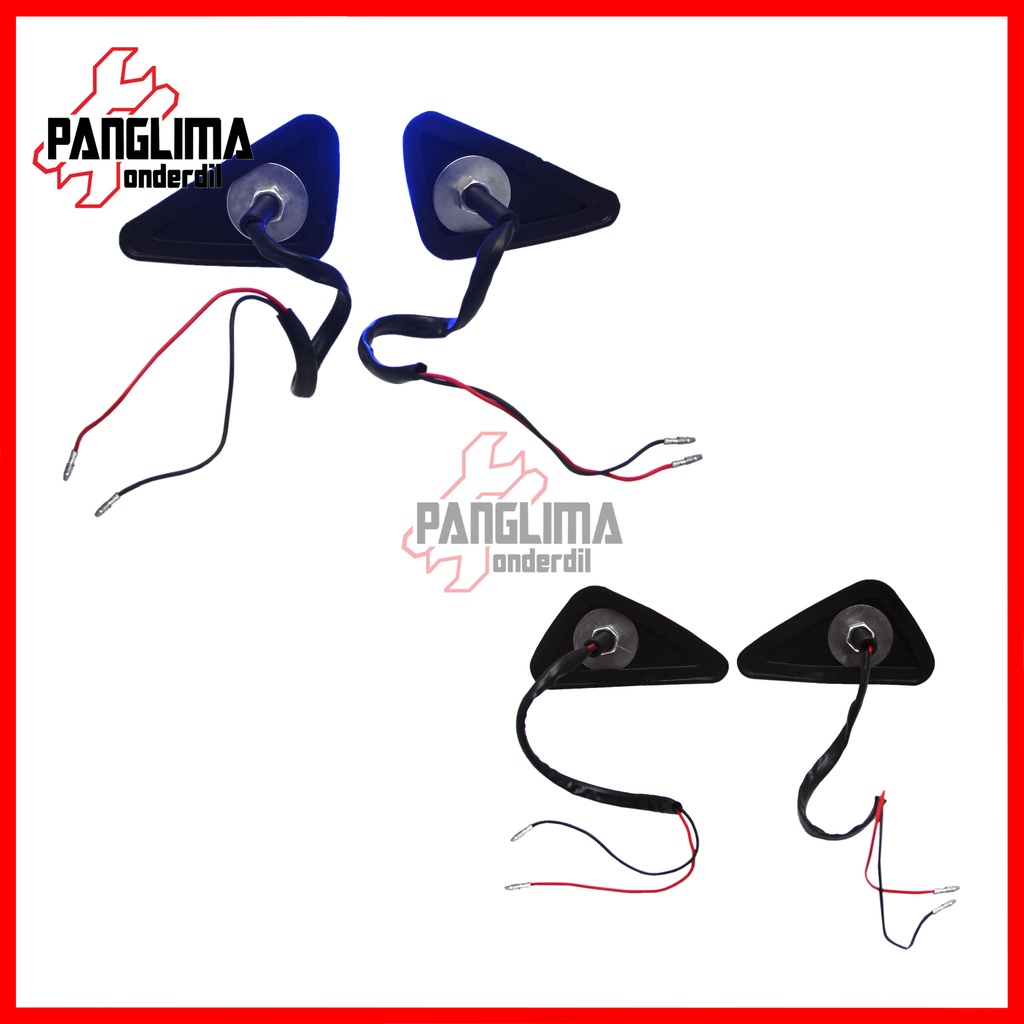 Lampu Sein Segitiga 12 Titik LED Biru-Kuning Motor Sport Fairing Ninja R-RR &amp; CBR 150-250 &amp; GSX &amp; R15 &amp; R25 Sen-Sign Ritting-Riting-Reting-Retting Tempel Segi Tiga