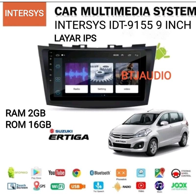 HEAD UNIT TAPE TV MOBIL ANDROID INTERSYS OEM ERTIGA LAMA SWIFT LAYAR 9 INCH RAM 2GB