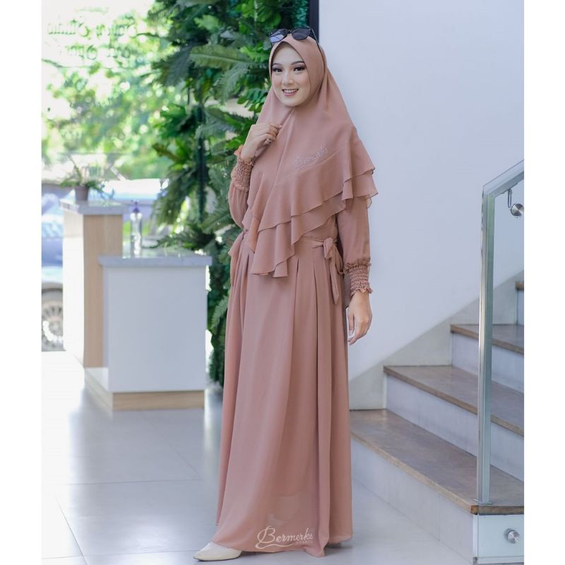 Fatimah set syari ori bermerks / gamis ceruty set