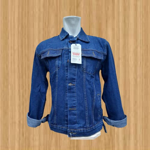 JAKET JEANS CASUAL HITAM PRIA STANDAR