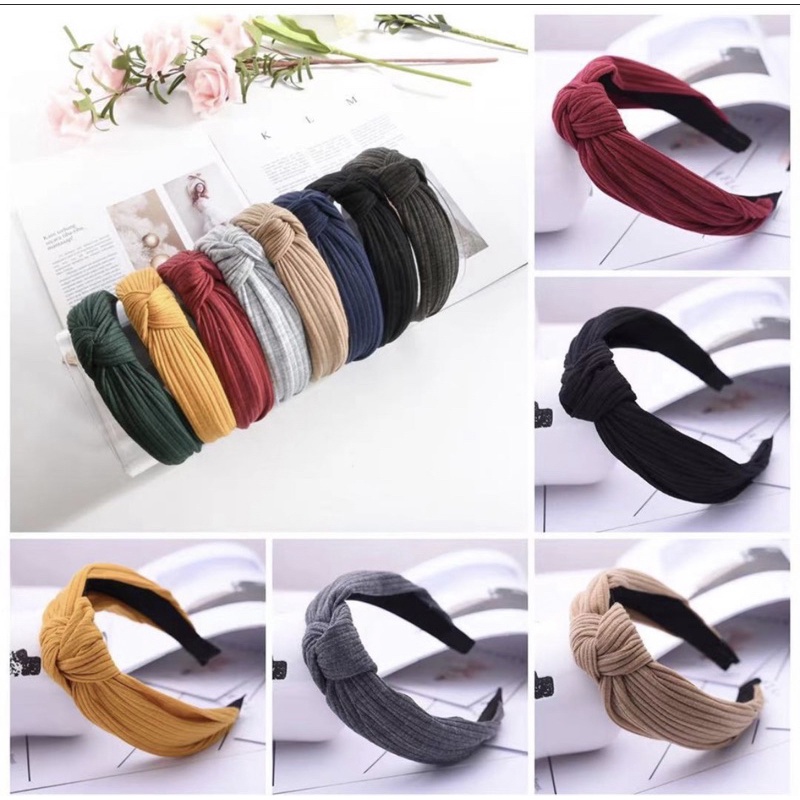 Bando Korea Bandana Wanita Murah Model Polos Bando Simpul Aksesoris Rambut Wanita Import
