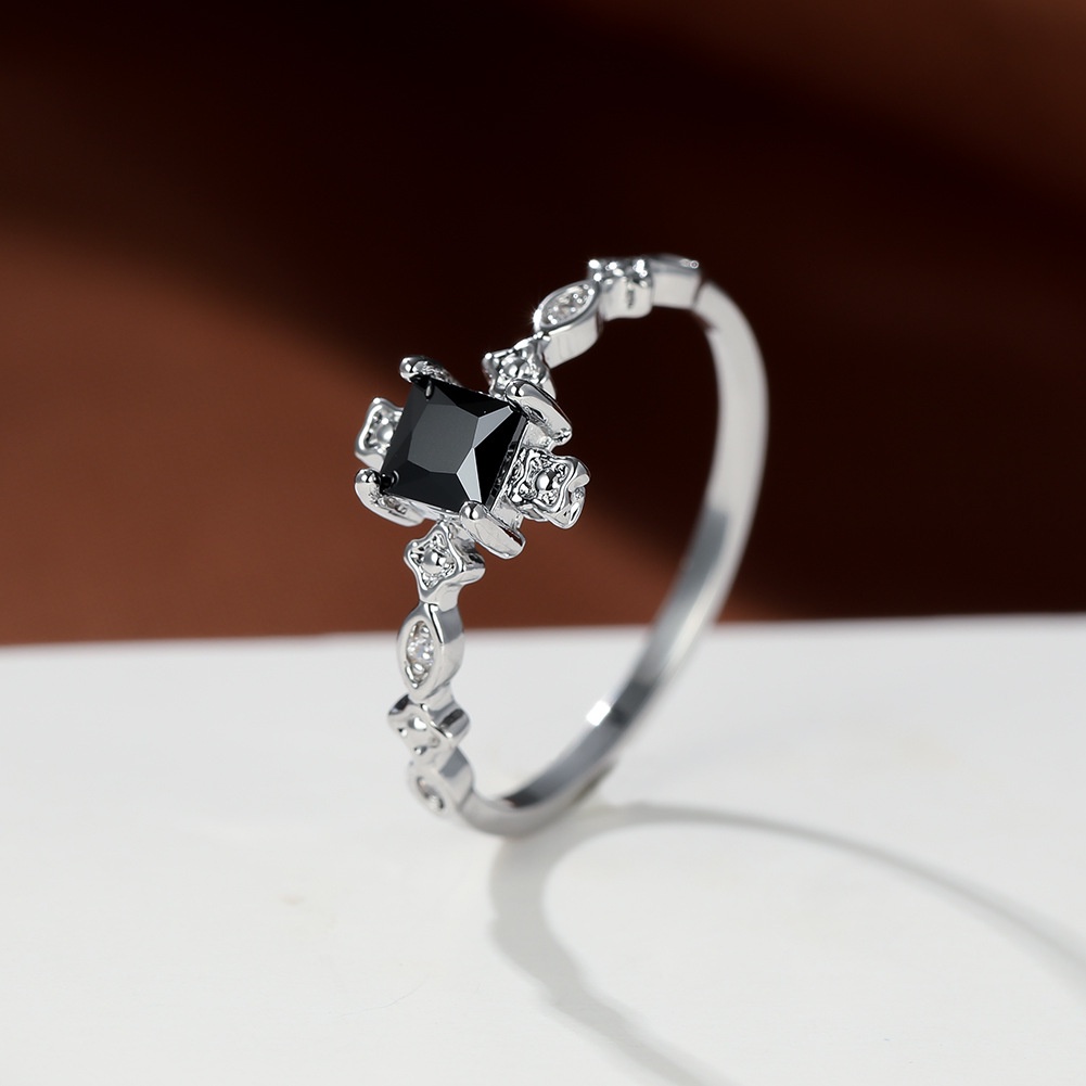 Cincin zircon Persegi Bahan Tembaga Untuk Pria Dan Wanita
