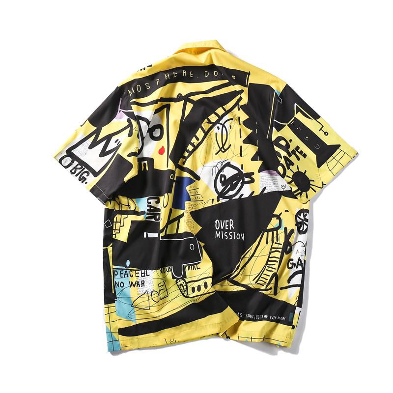 Turn down Kerah Retro Hip Hop Kemeja Pria 2019 Musim Panas Turn down Kerah Retro Hip Hop Kemeja Pria 2019 Musim Panas