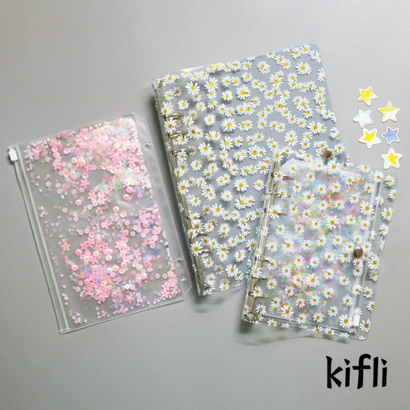 Buku Notebook / Catatan / Diary,A6,Cover PVC Transparan,Motif Bunga Daisy