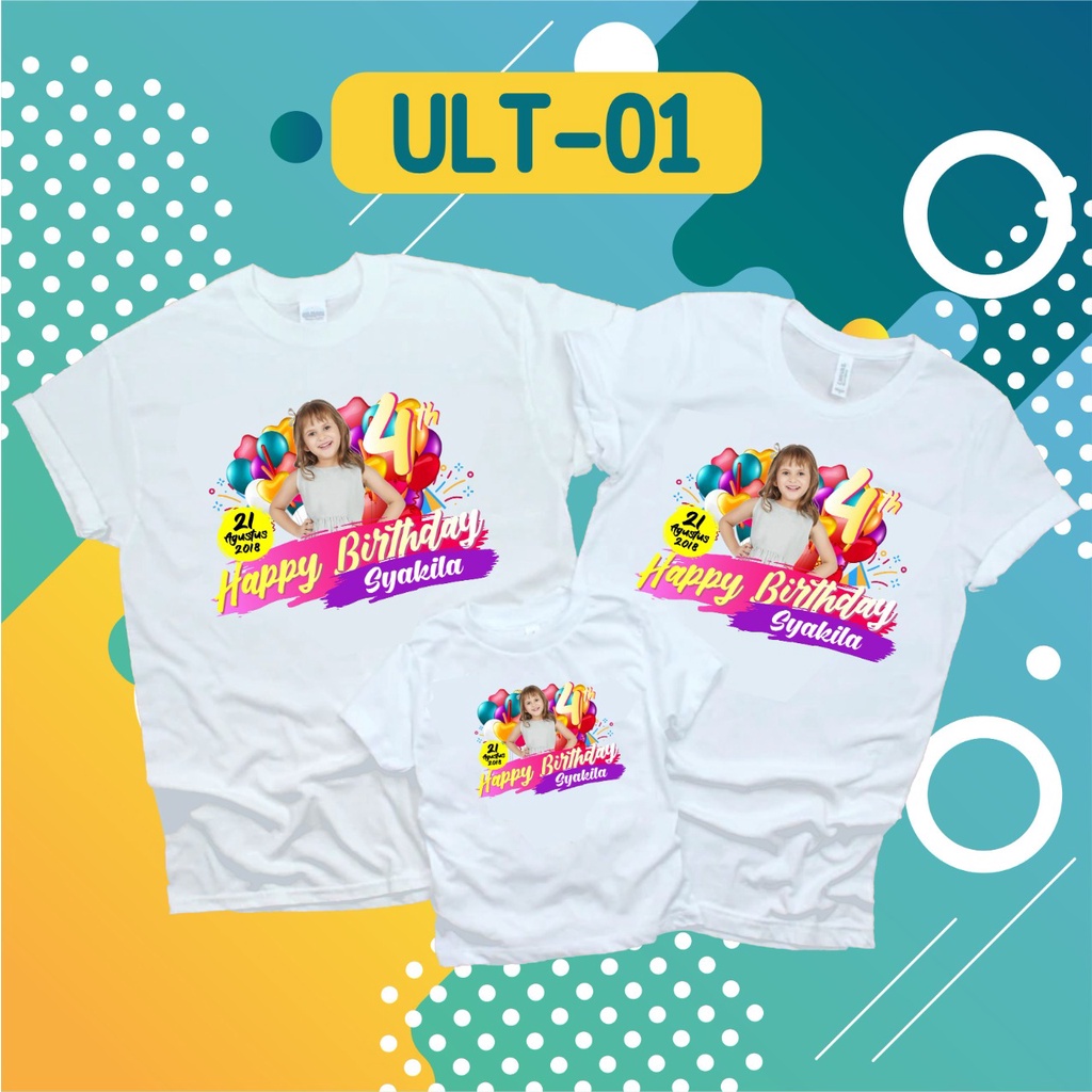 Kaos Foto Frame Ulang Tahun Kaos Anak-Anak Laki-Laki Perempuan Kaos Custom Foto Kaos Cetak Foto Mode