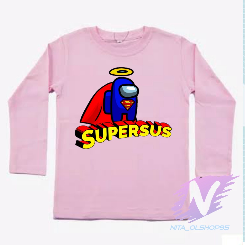 KAOS AMONG US SUPERMAN BAJU KAOS ANAK LENGAN PANJANG AMONG