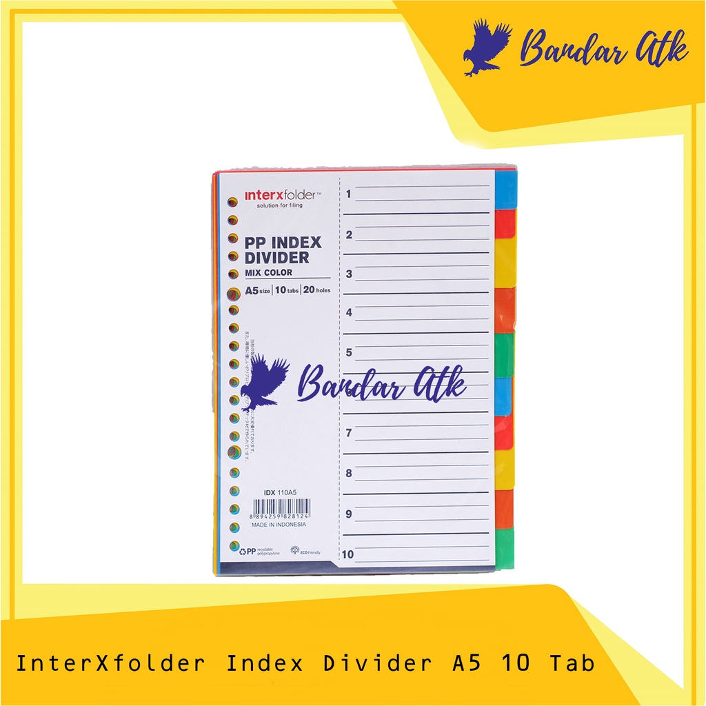 

INTER X folder Index Divider A5 10 Tab - Pembatas Binder Note [1 SET]