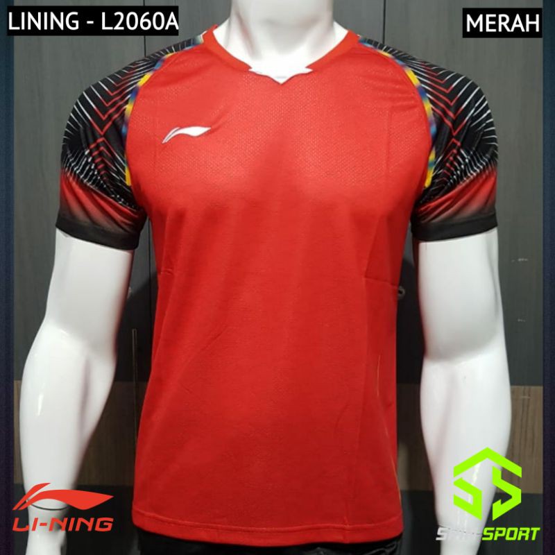Kaos Baju Lining L2060A Import Badminton Tenis Meja Olahraga Sport