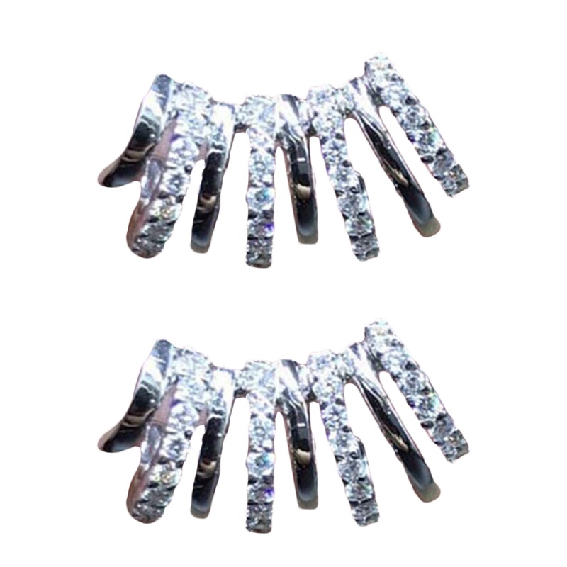 Anting Stud Desain Cakar Aksen Batu CZ Warna Silver Untuk Wanita