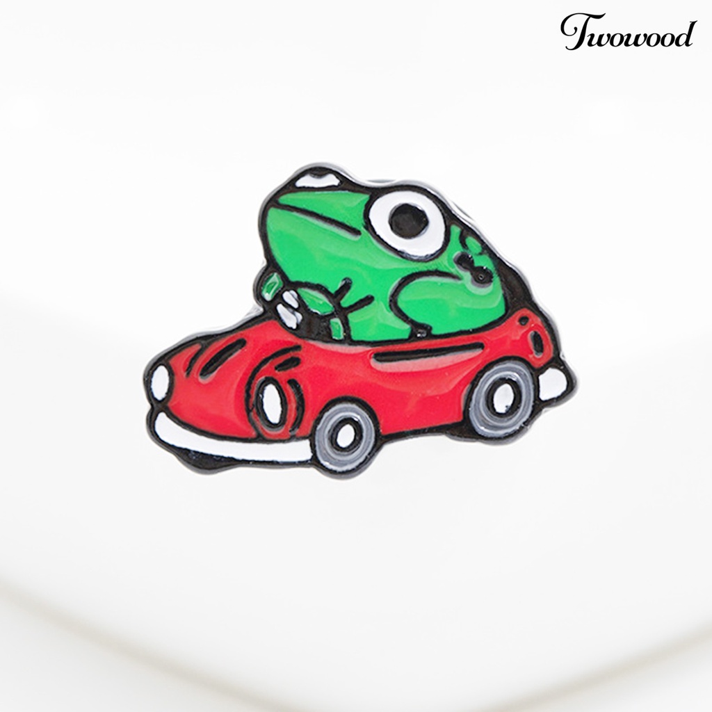 Twowood Brooch Frog Car Driving Cartoon Naughty Children Brooch for Clothes