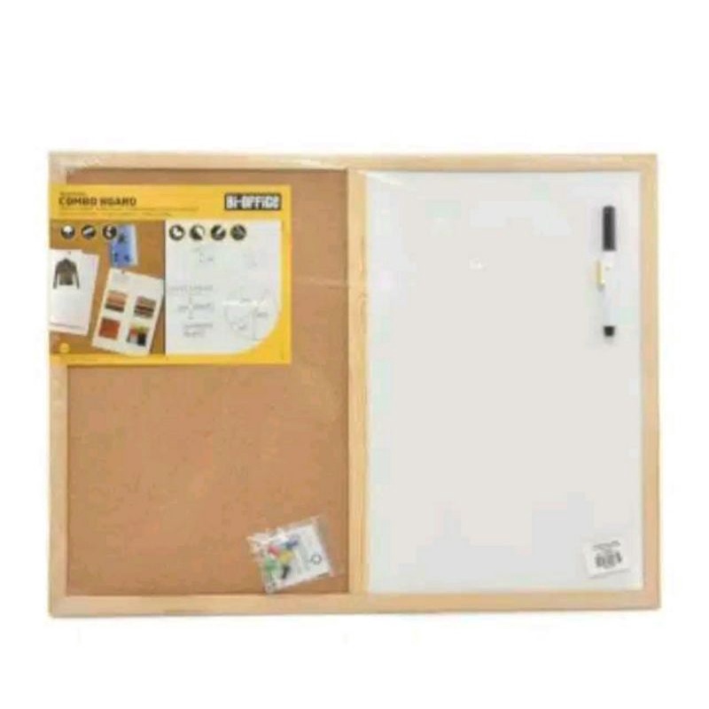 

Papan kombinasi gabus/cork board dan White board 60x45cm