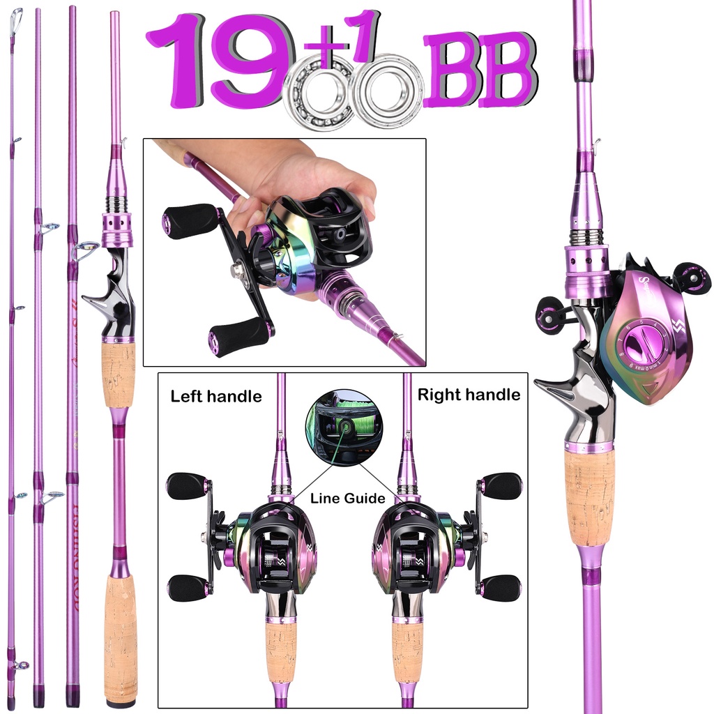 2.1M 4 Bagian Pancing Berputar + Reel Pancing Set 13 + 1BB 5.2: 1 Rasio Gigi Roda Pancing Combo