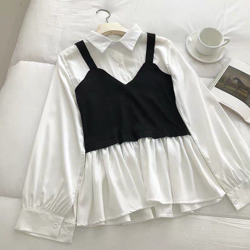 Melda atasan wanita - blus kerja - blus muslim-  blus jumbo - atasan blouse - kemeja jumbo - blus kekinian - blus korean style - blus big size - ukuran S-M-L-XL-XXL-XXXL-Putih